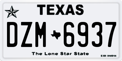TX license plate DZM6937