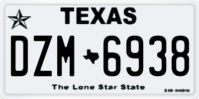 TX license plate DZM6938