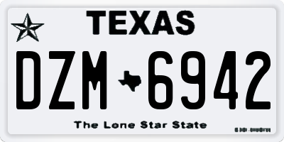 TX license plate DZM6942