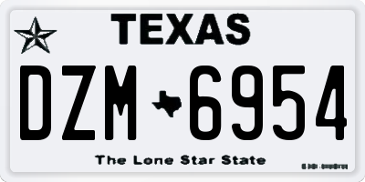 TX license plate DZM6954