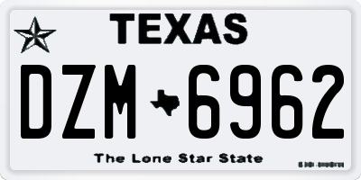 TX license plate DZM6962