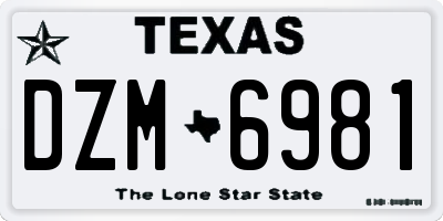 TX license plate DZM6981