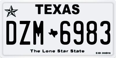 TX license plate DZM6983