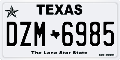 TX license plate DZM6985