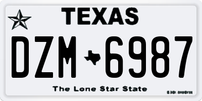 TX license plate DZM6987