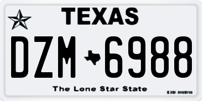 TX license plate DZM6988