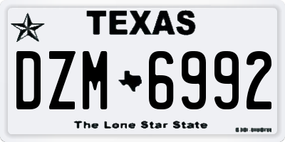 TX license plate DZM6992