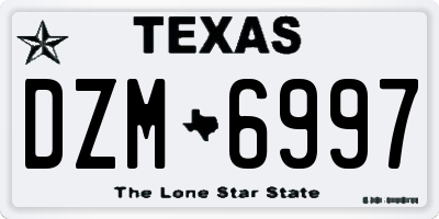 TX license plate DZM6997