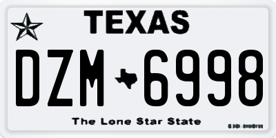 TX license plate DZM6998