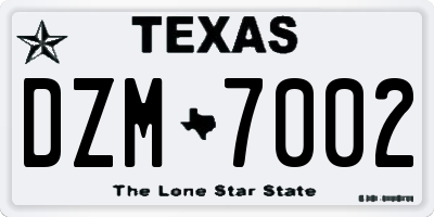TX license plate DZM7002