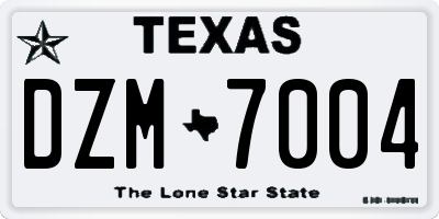 TX license plate DZM7004