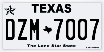 TX license plate DZM7007