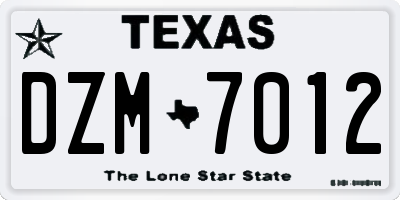 TX license plate DZM7012
