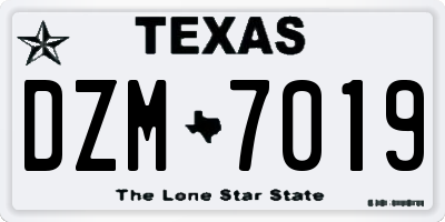 TX license plate DZM7019