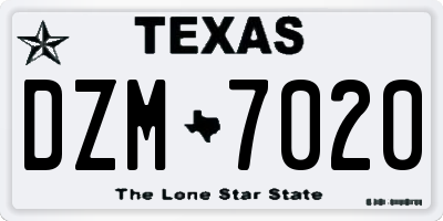 TX license plate DZM7020