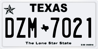 TX license plate DZM7021