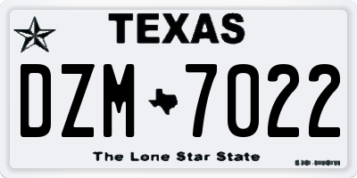 TX license plate DZM7022