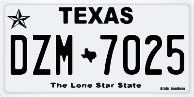 TX license plate DZM7025