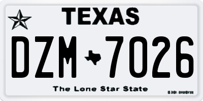 TX license plate DZM7026