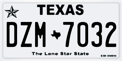 TX license plate DZM7032