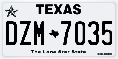 TX license plate DZM7035