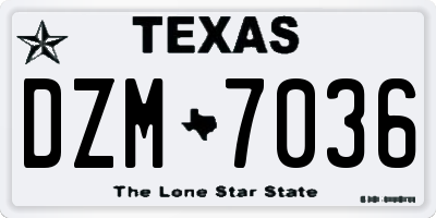 TX license plate DZM7036
