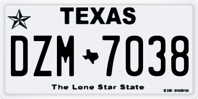 TX license plate DZM7038