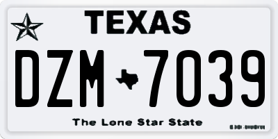 TX license plate DZM7039