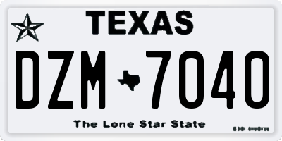 TX license plate DZM7040