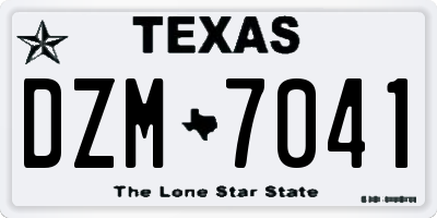 TX license plate DZM7041
