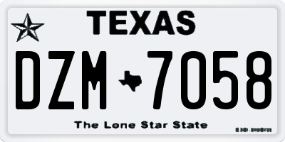 TX license plate DZM7058