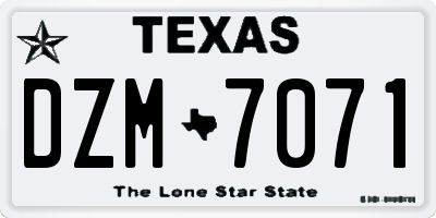 TX license plate DZM7071