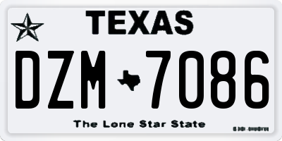TX license plate DZM7086