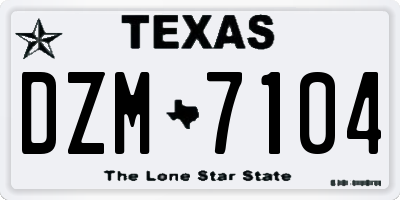 TX license plate DZM7104