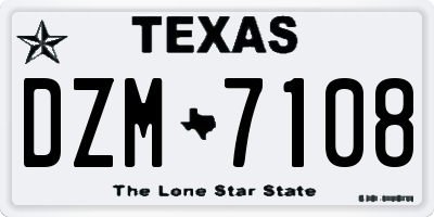 TX license plate DZM7108