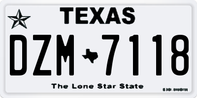 TX license plate DZM7118