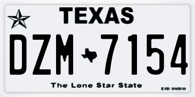 TX license plate DZM7154
