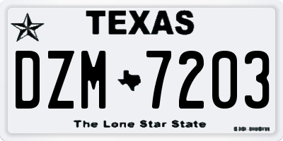 TX license plate DZM7203