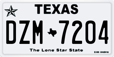 TX license plate DZM7204