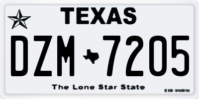 TX license plate DZM7205