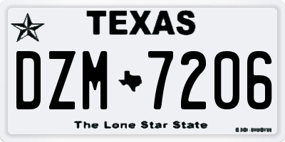 TX license plate DZM7206