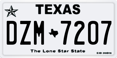 TX license plate DZM7207