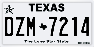 TX license plate DZM7214