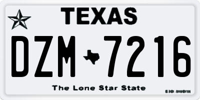 TX license plate DZM7216