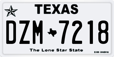 TX license plate DZM7218