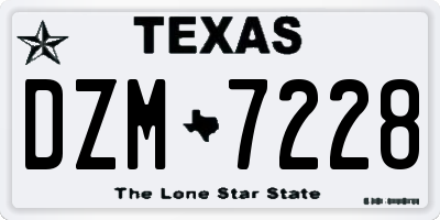 TX license plate DZM7228
