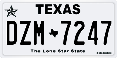 TX license plate DZM7247