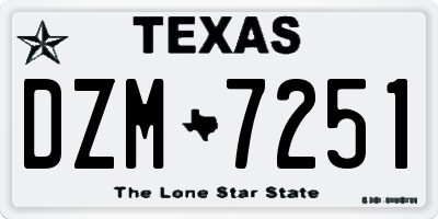 TX license plate DZM7251