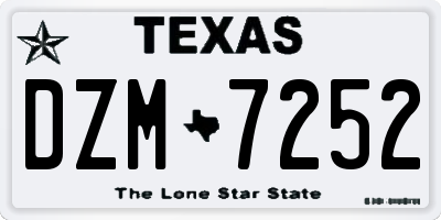 TX license plate DZM7252