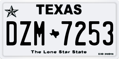 TX license plate DZM7253